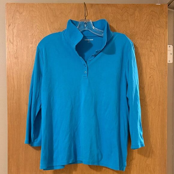Lands' End Tops - Lands' End Turquoise Long Sleeve Polo
